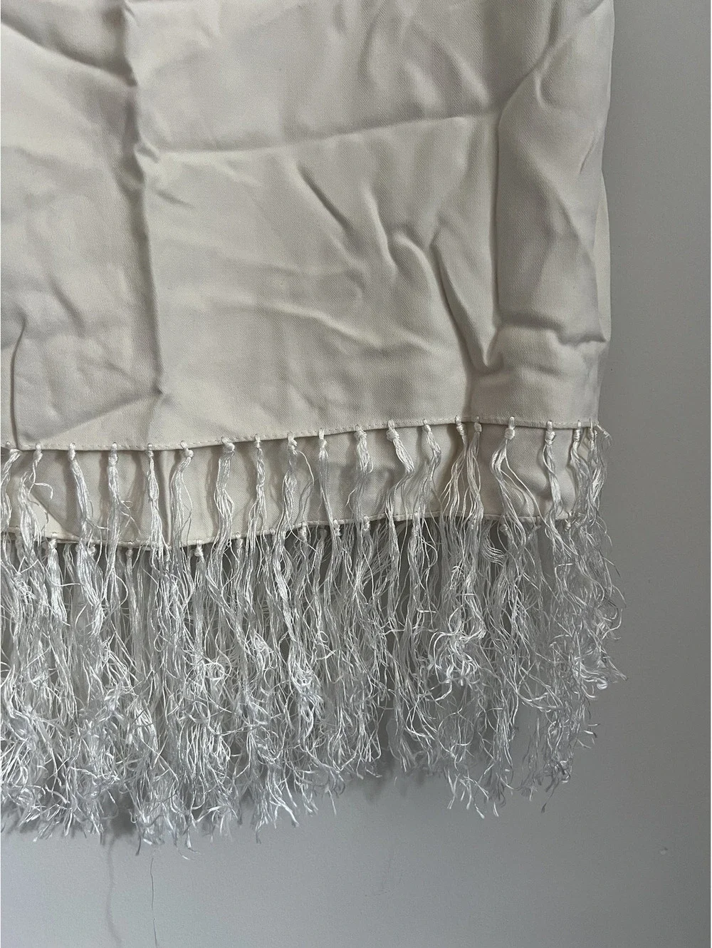 Marciano Silk Cream Fringe Scarf Ivory Wrap Lightweight